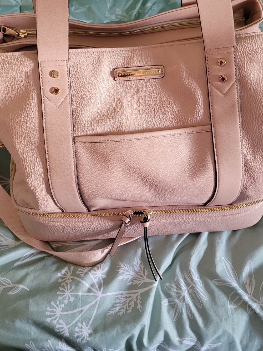 Poppy & Peonies Blush Pink Travel Tote with Pink Draw String Bag
